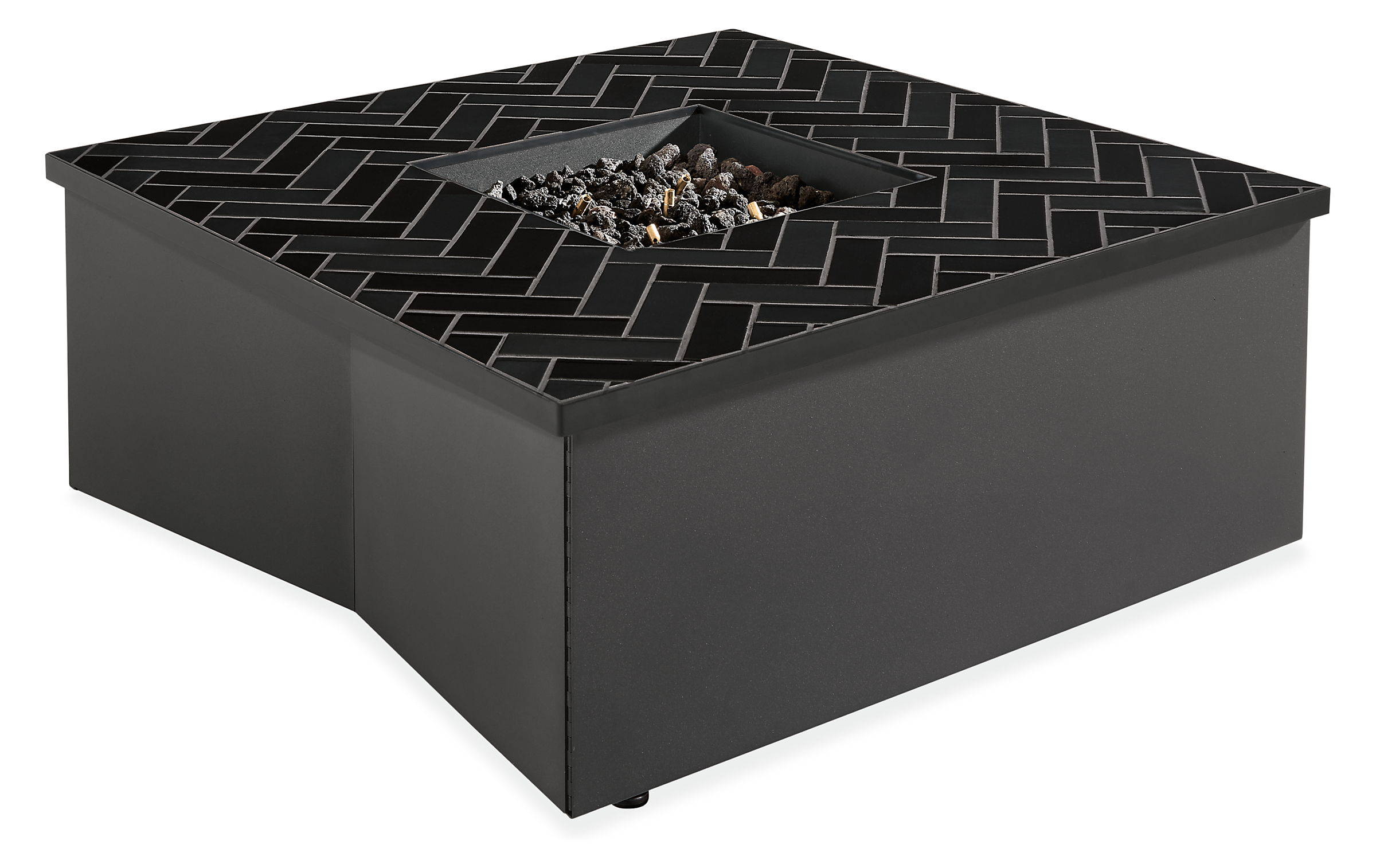 Adara 37w 37d Outdoor Fire Table in Graphite with Tile Top & Natural Gas Hook-Up