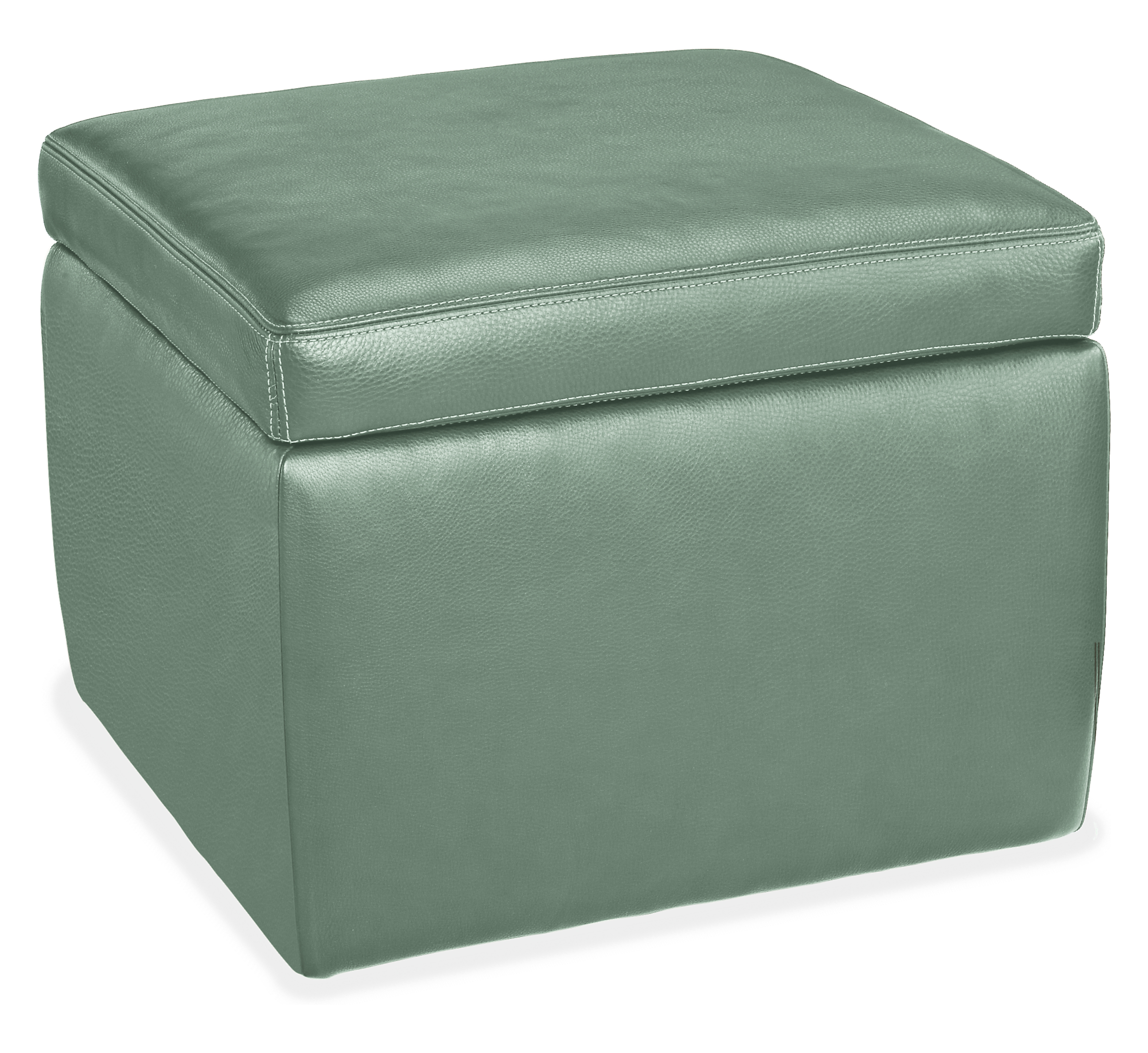 Tyler 21w 21d 17h Square Storage Ottoman in Vento Teal Leather
