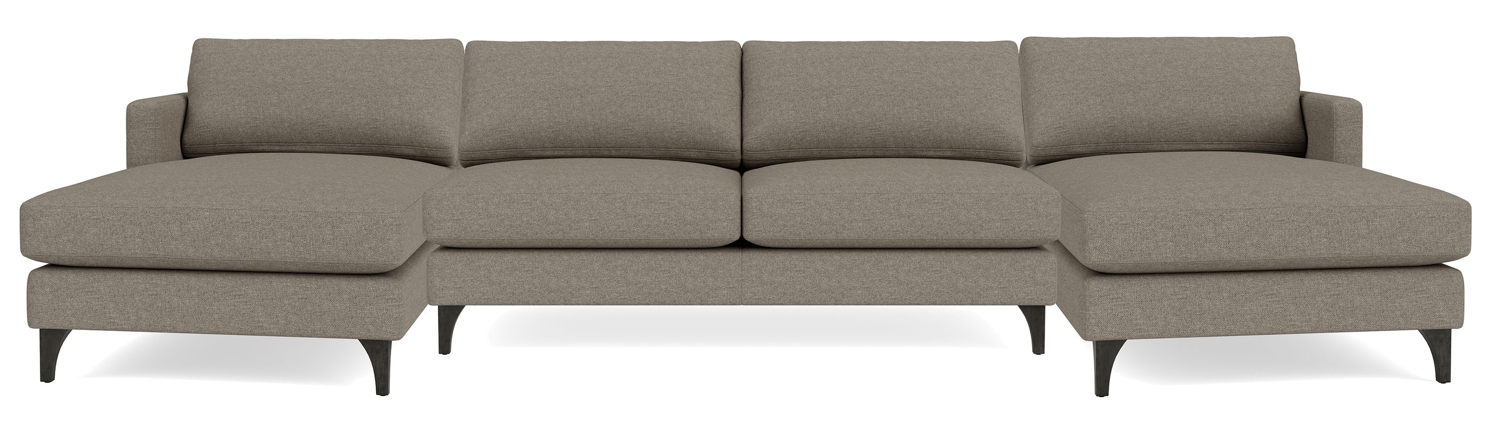 Carlton 137x62" Three-Piece U-Shaped Sectional in Gino Coal w/Charcoal Legs