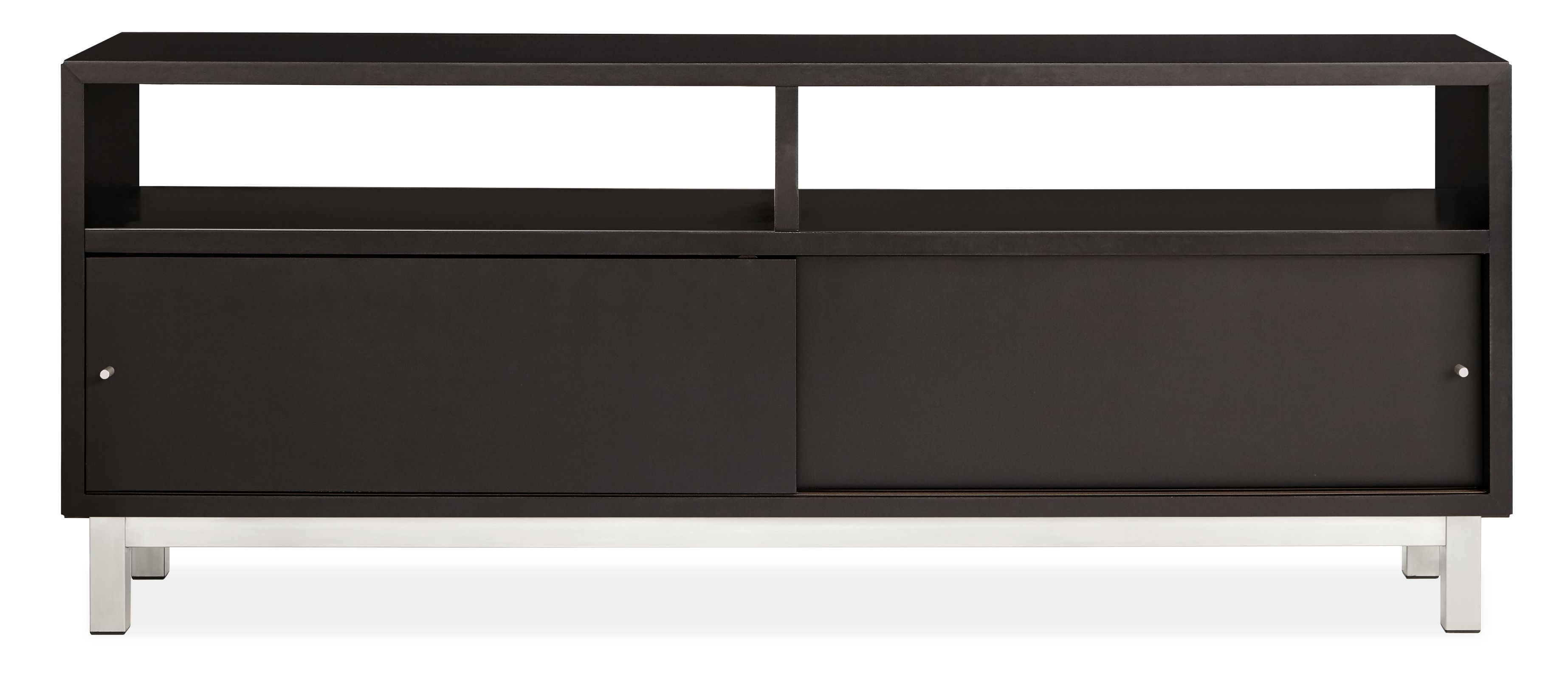 Copenhagen 60w 14d 24h Media Cabinet in Ebony w/Stainless Steel Base