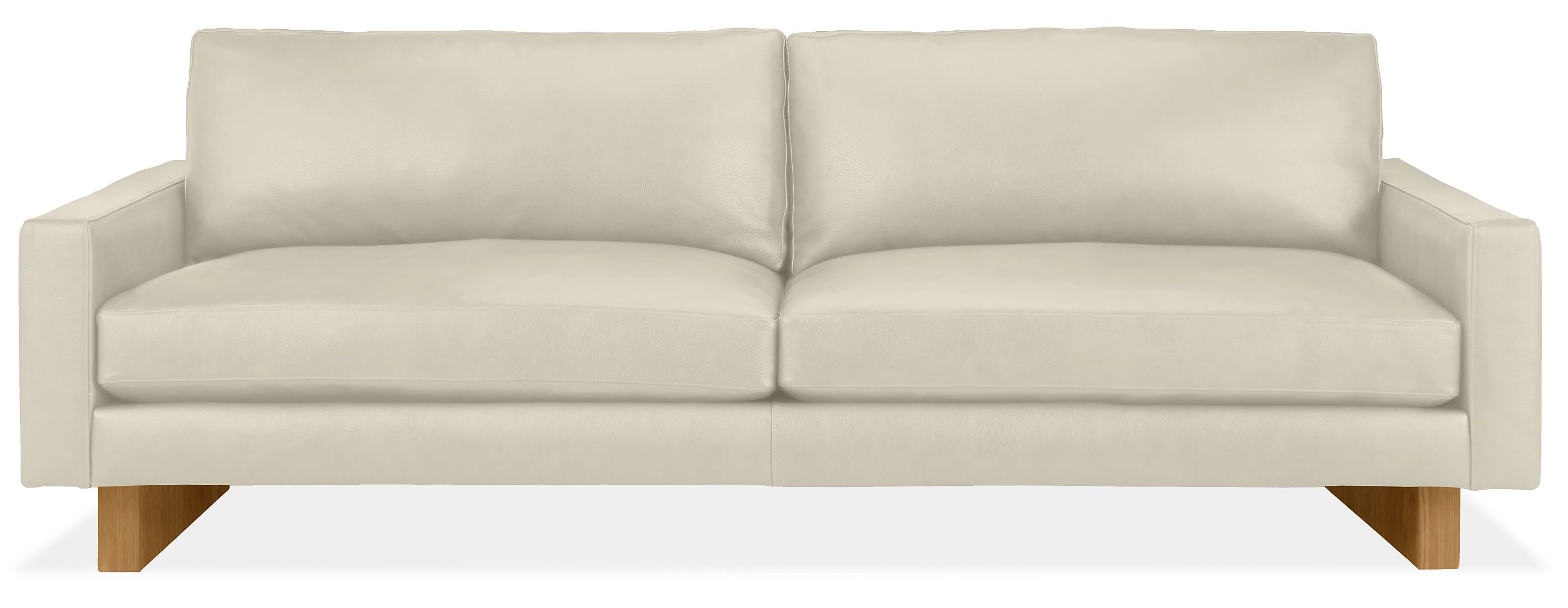 Pierson 89" Sofa in Vento Ivory Leather with White Oak