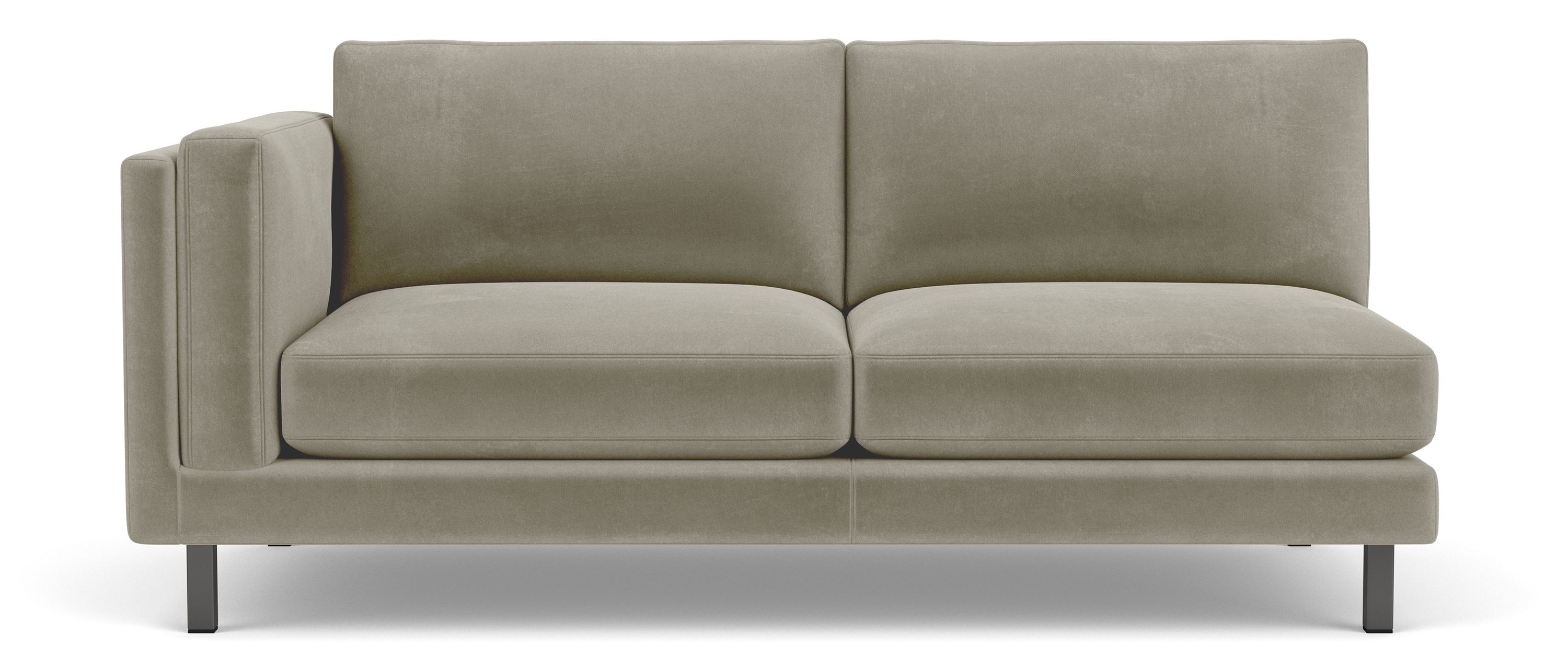 Cade 72" Left-Arm Sofa in Banks Cement w/Natural Steel Legs