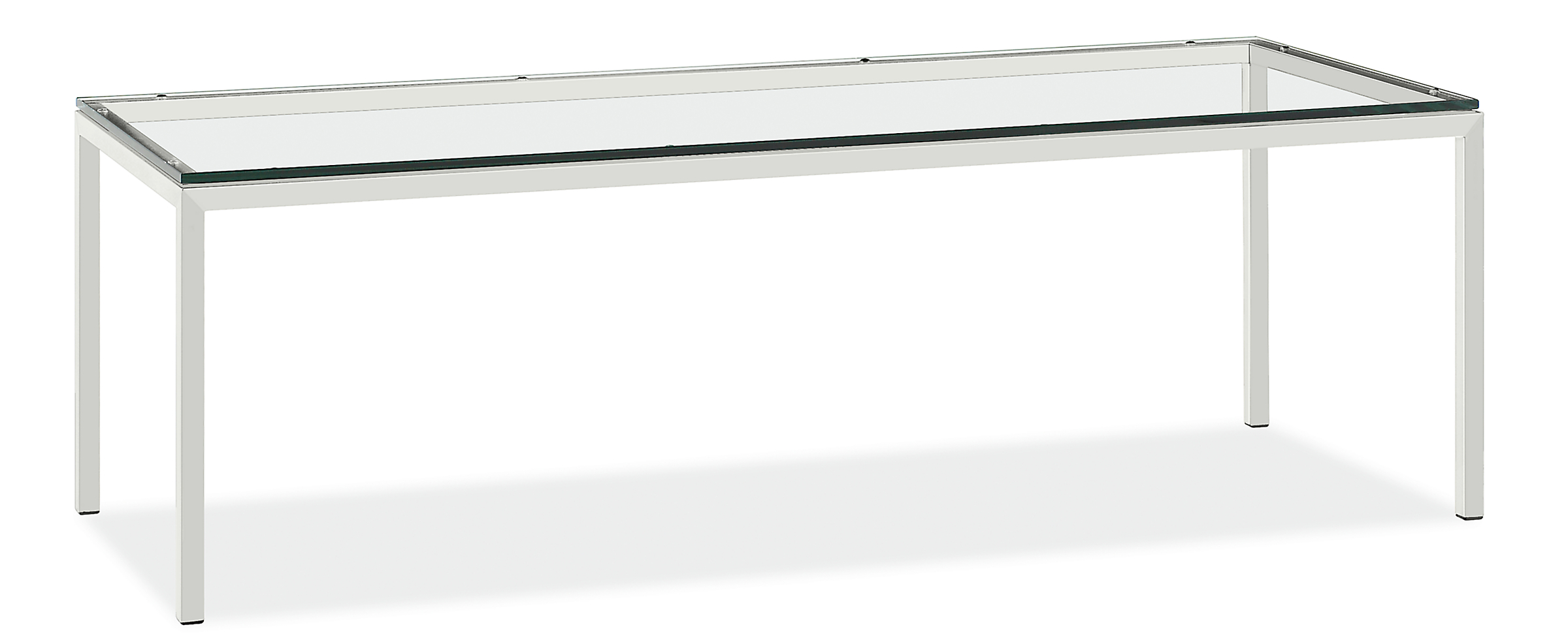 Parsons 92w 30d 40h Counter Table in 1.5" White Base w/Tempered Clear Glass