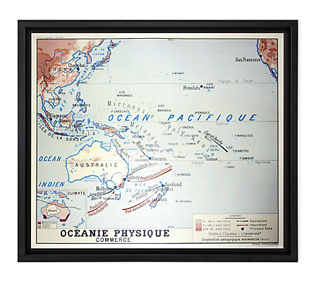Vintage French School Map - Oceanie Physique
