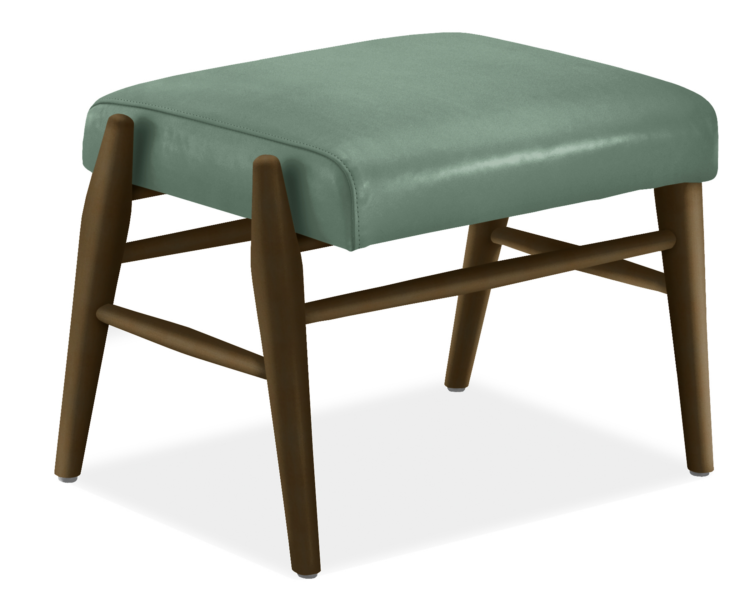 Jonas Ottoman in Vento Teal Leather with Charcoal Frame