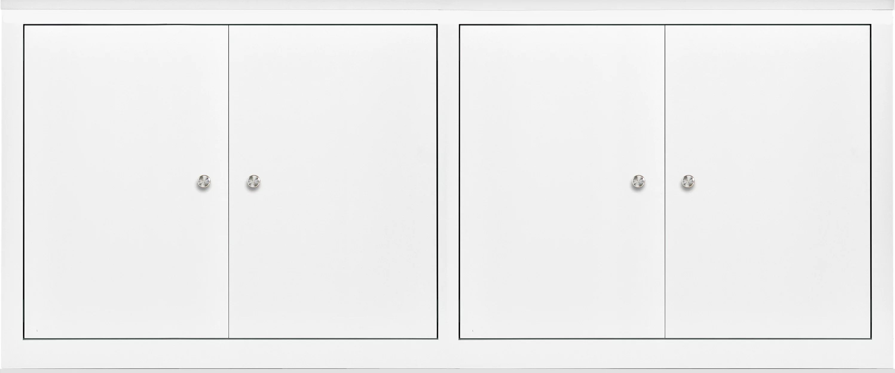 Woodwind 65w 17d 30h Bookcase with Doors in White with Stainless Steel