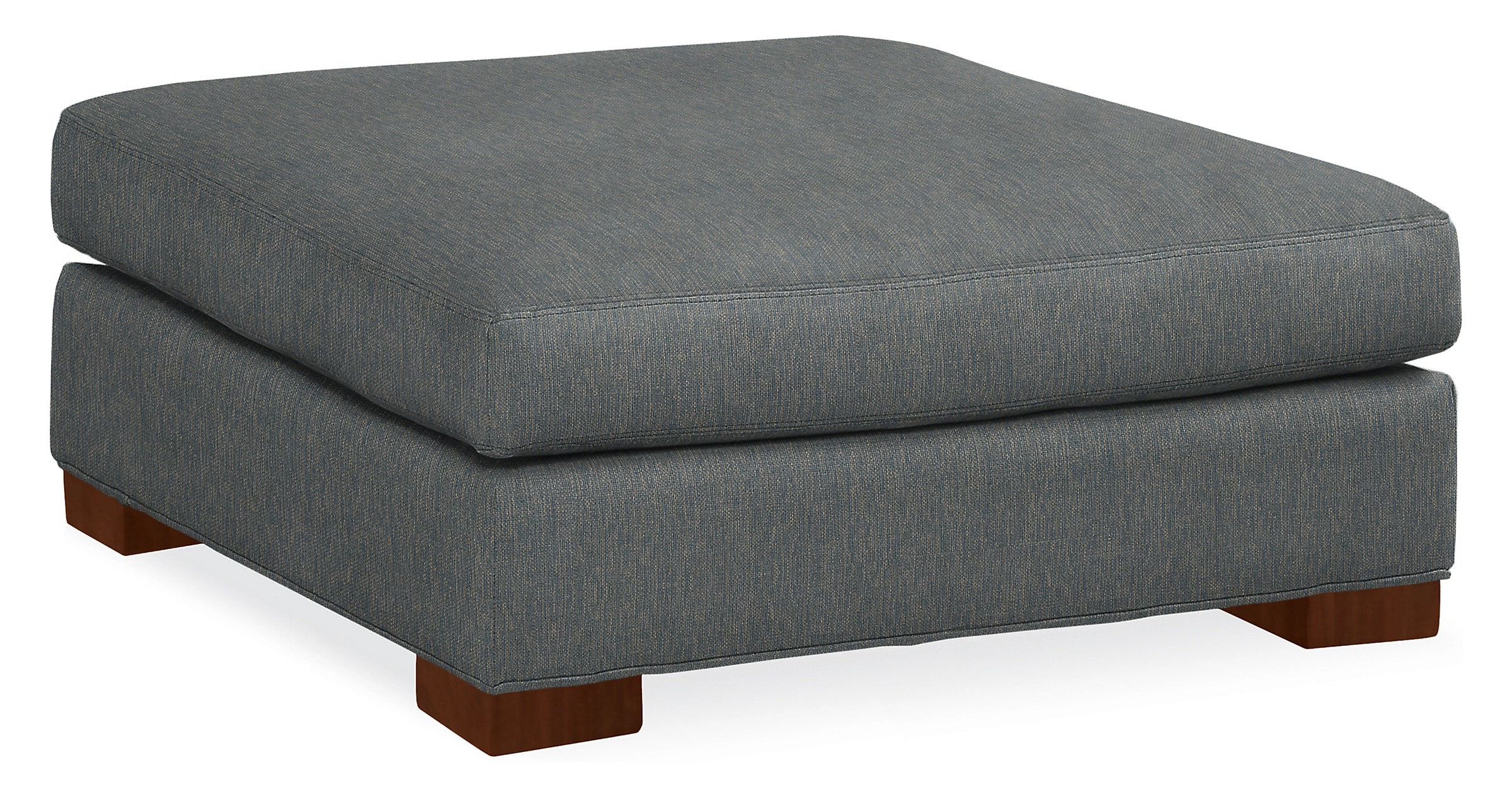 Metro 38w 38d 17h Square Ottoman in Sumner Cadet with Mocha Legs