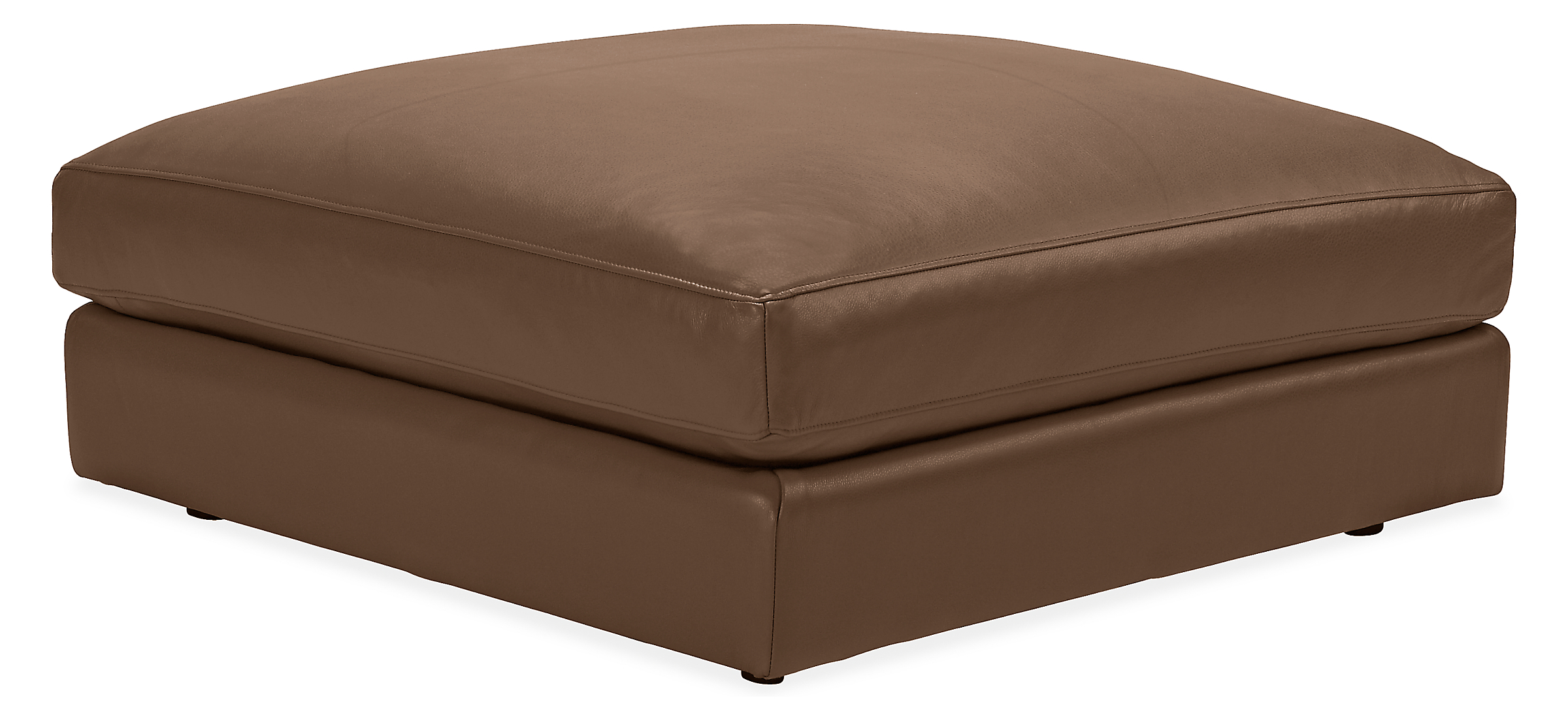 Linger 37w 37d 17h Square Ottoman in Vento Pewter Leather