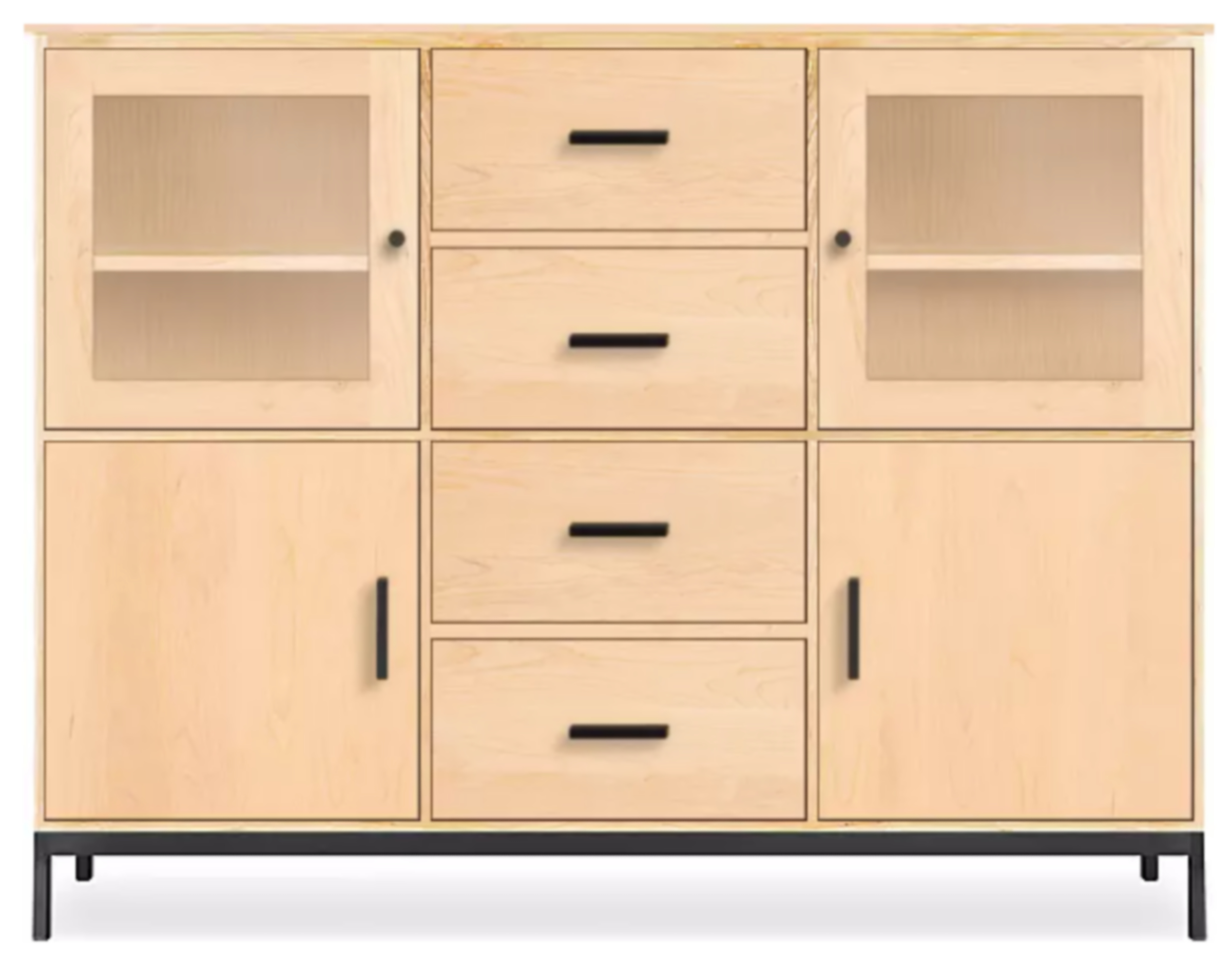 Linear 59w 20d 46h Cabinet in Maple with Natural Steel