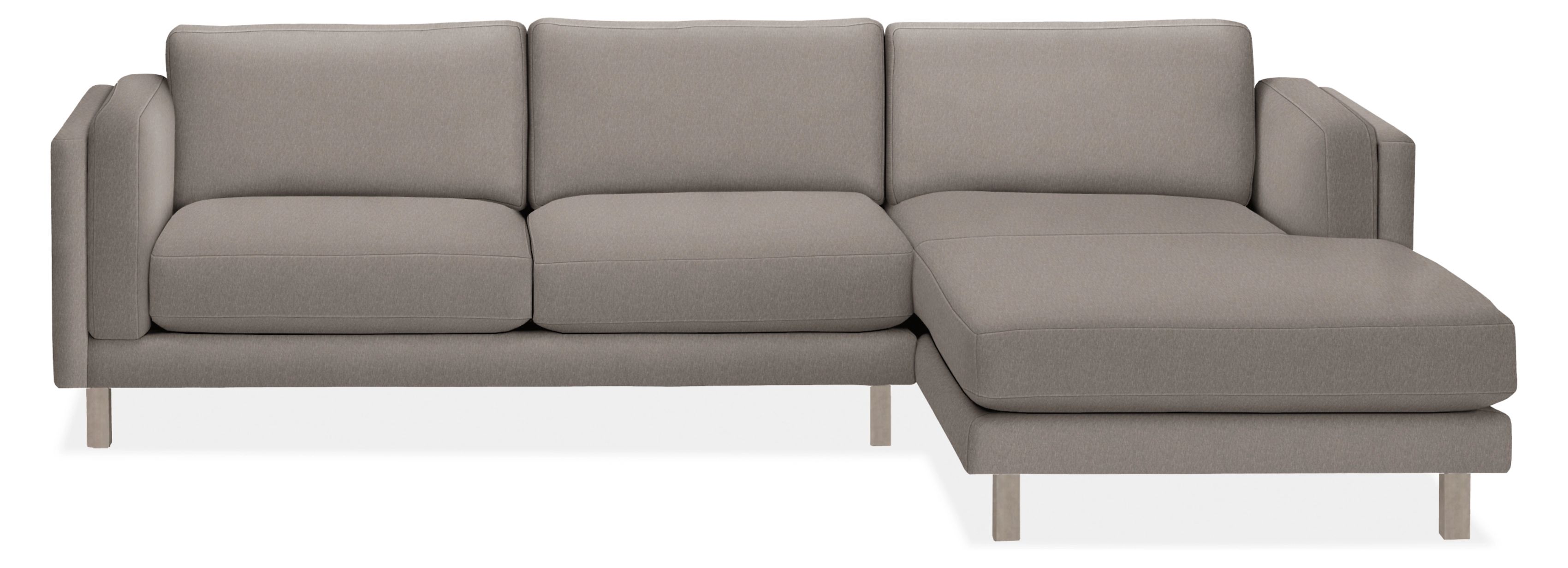 Cade 114" Sofa with Right-Arm Chaise in Flint Grey with Shell Legs