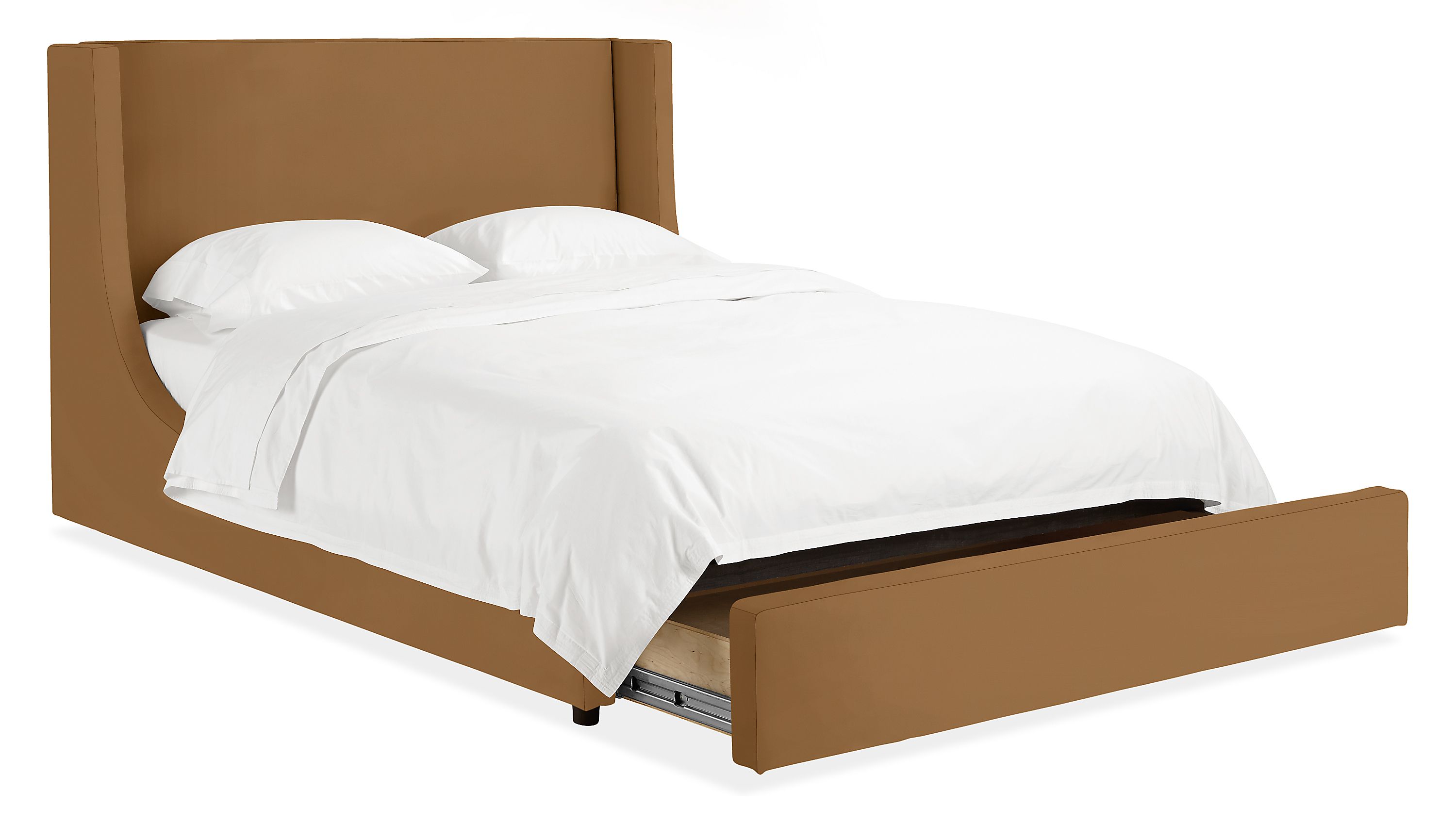 Marlo King Storage Bed in Banks Camel