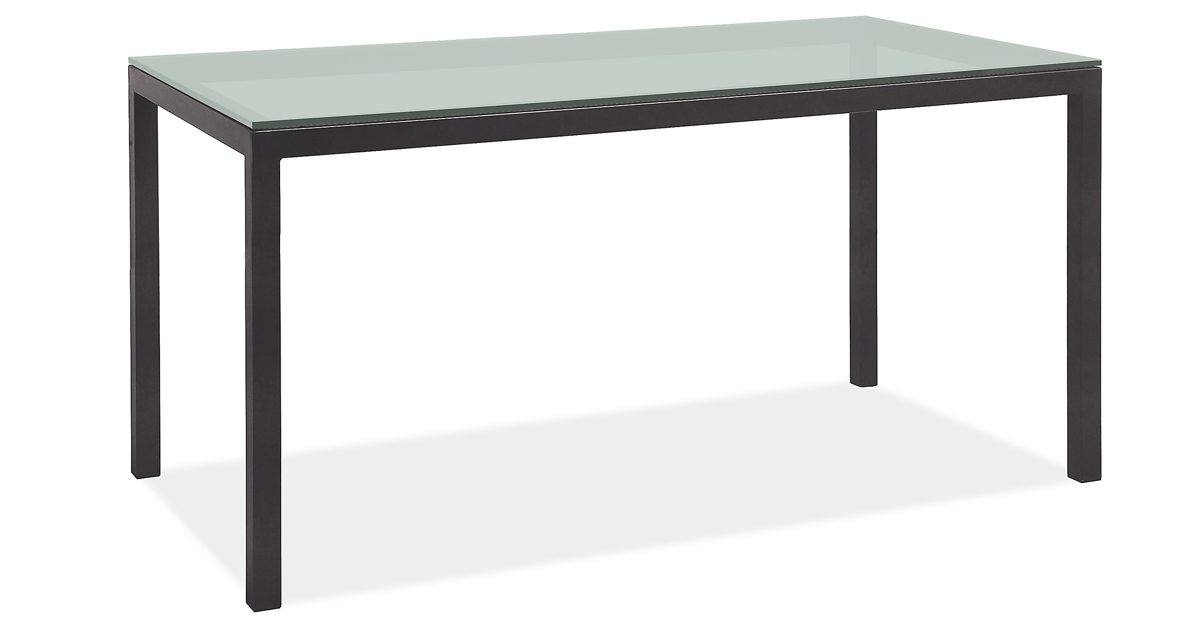 Parsons 72w 36d 42h Counter Table in 2" Natural Steel w/TMPRD Satin Etch Glass