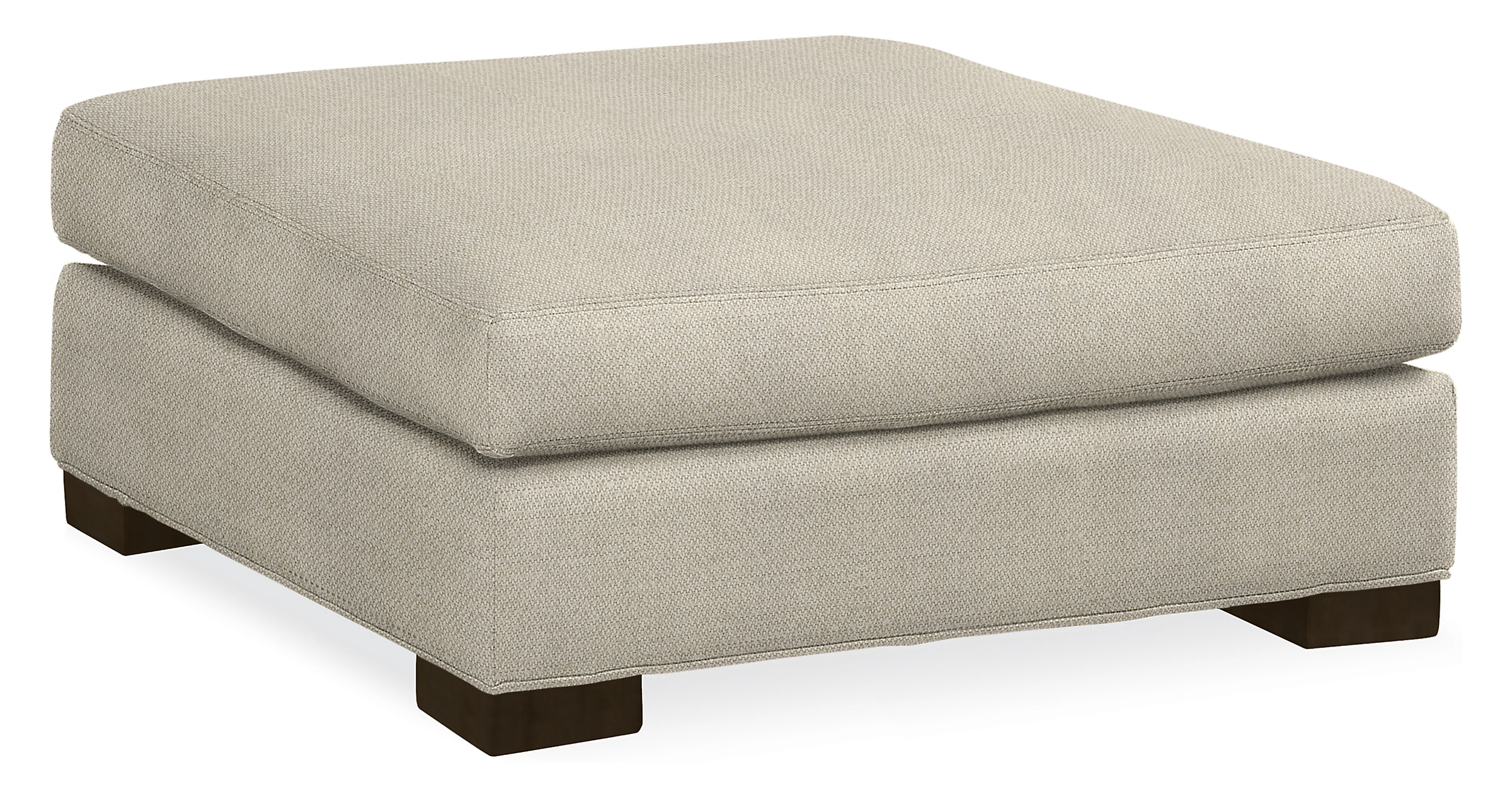 Metro 38w 38d 17h Square Ottoman in Orla Ivory with Charcoal Legs