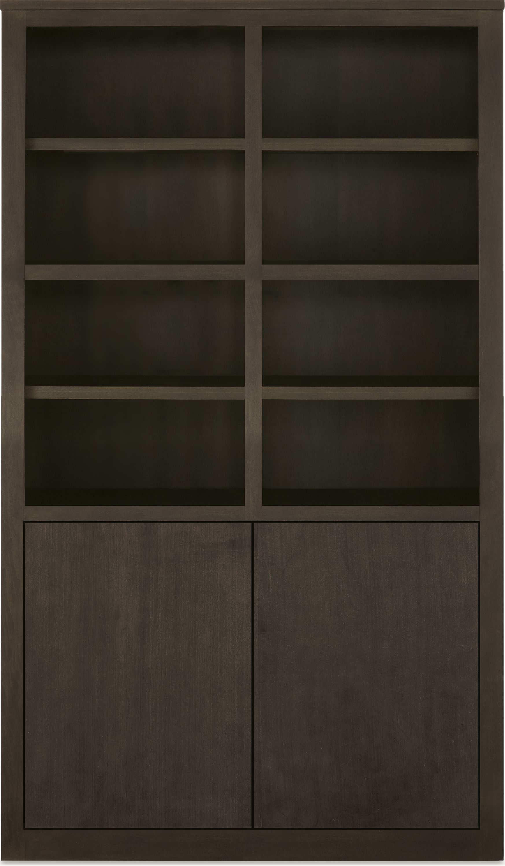 Woodwind 44w 17d 72h Bookcase with Doors in Charcoal with Stainless Steel