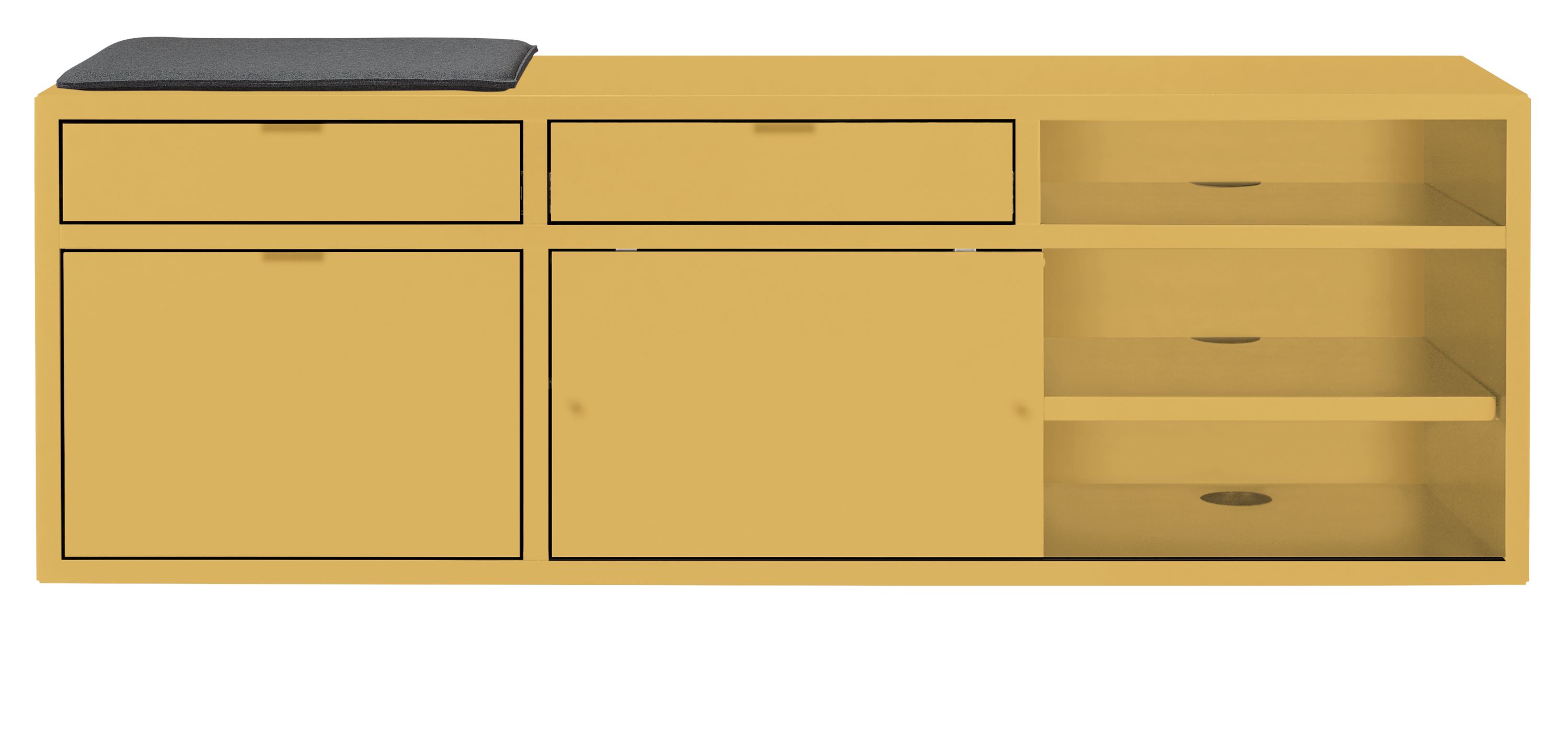 Copenhagen 60w 16d 25h Left-File Drawer Bench with Cushion