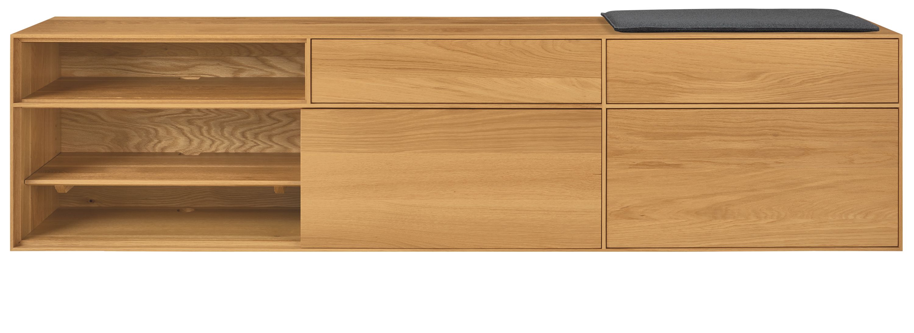 Hudson 80.25w 16.5d 24.5 Right-File Drawer Bench with Cushion and Wood Base