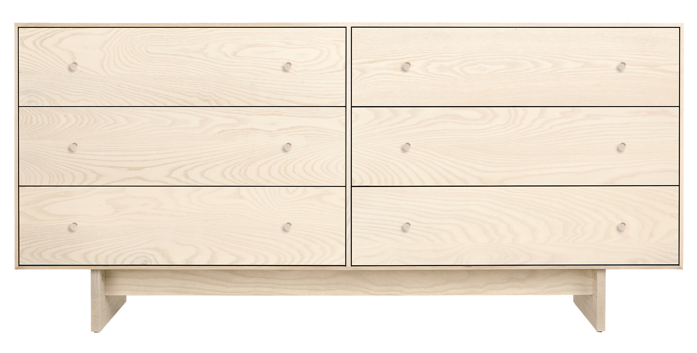Hudson 60w 20d 28h Six-Drawer Dresser with Wood Base