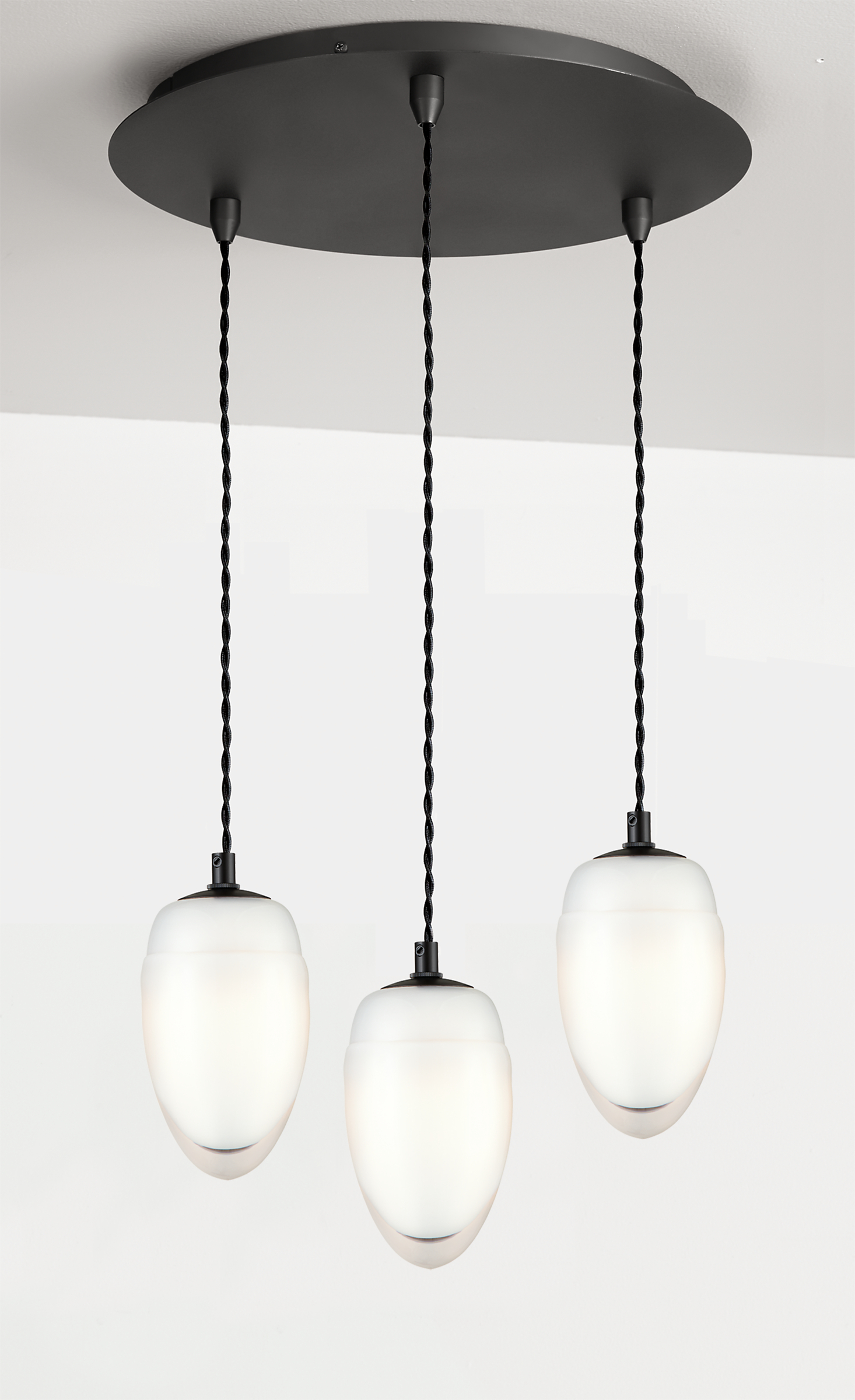 Polar Pendants with Round Ceiling Plate - Set of Three