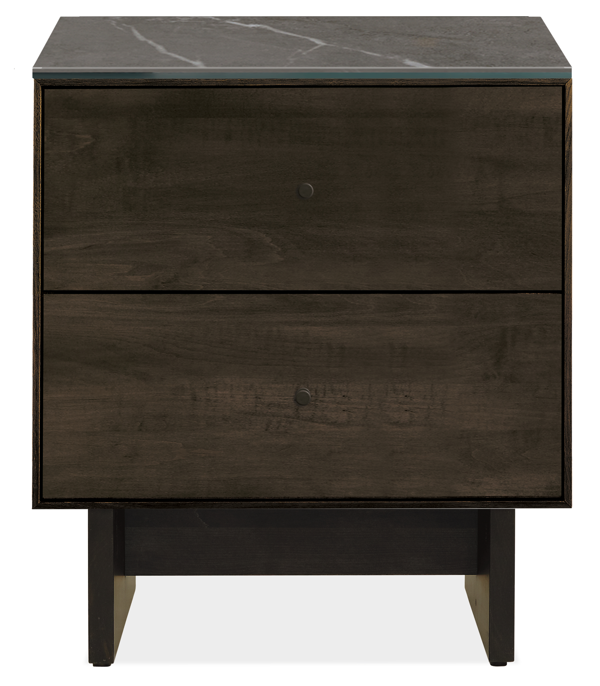 Hudson 20w 20d 22h Two-Drawer Nightstand with Wood Base & Top