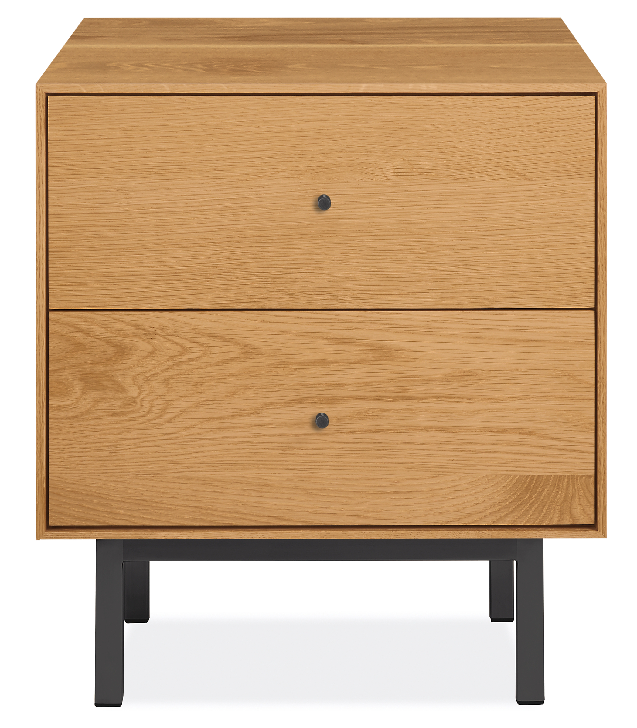 Hudson 20w 20d 22h Two-Drawer Nightstand with Steel Base