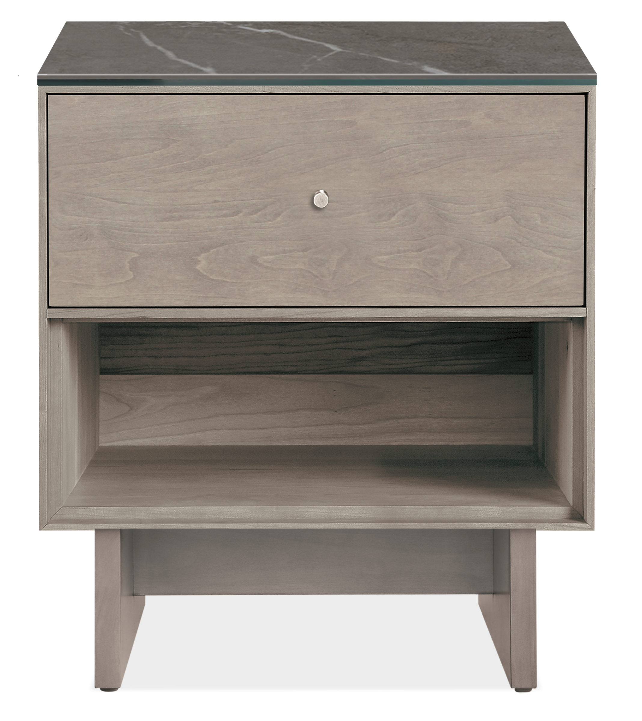 Hudson 20w 20d 22h One-Drawer Nightstand with Wood Base & Top