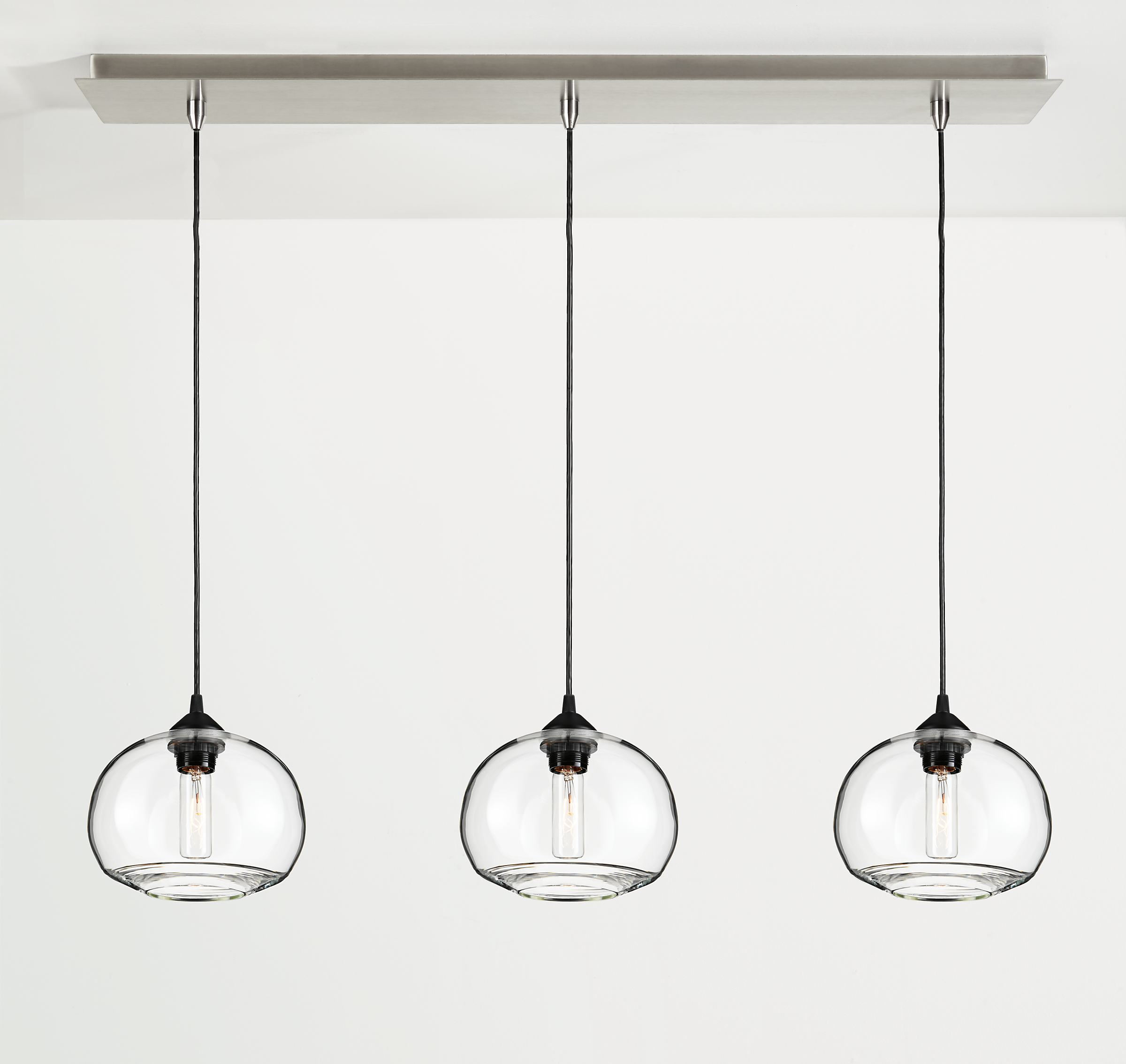 Sky Pendants with Rectangle Ceiling Plate - Set of Three