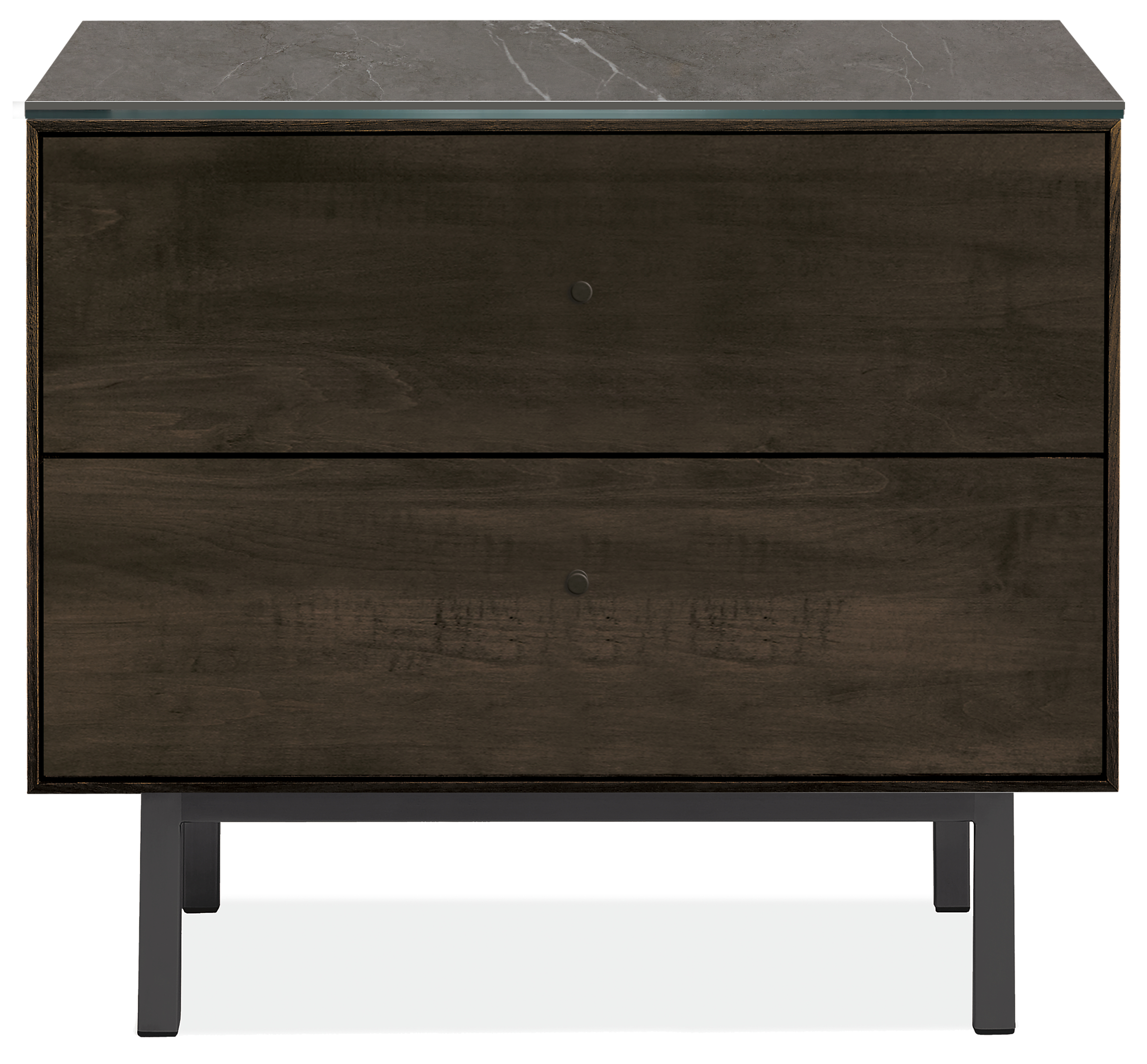 Hudson 26w 20d 22h Two-Drawer Nightstand w/Steel Base & Top