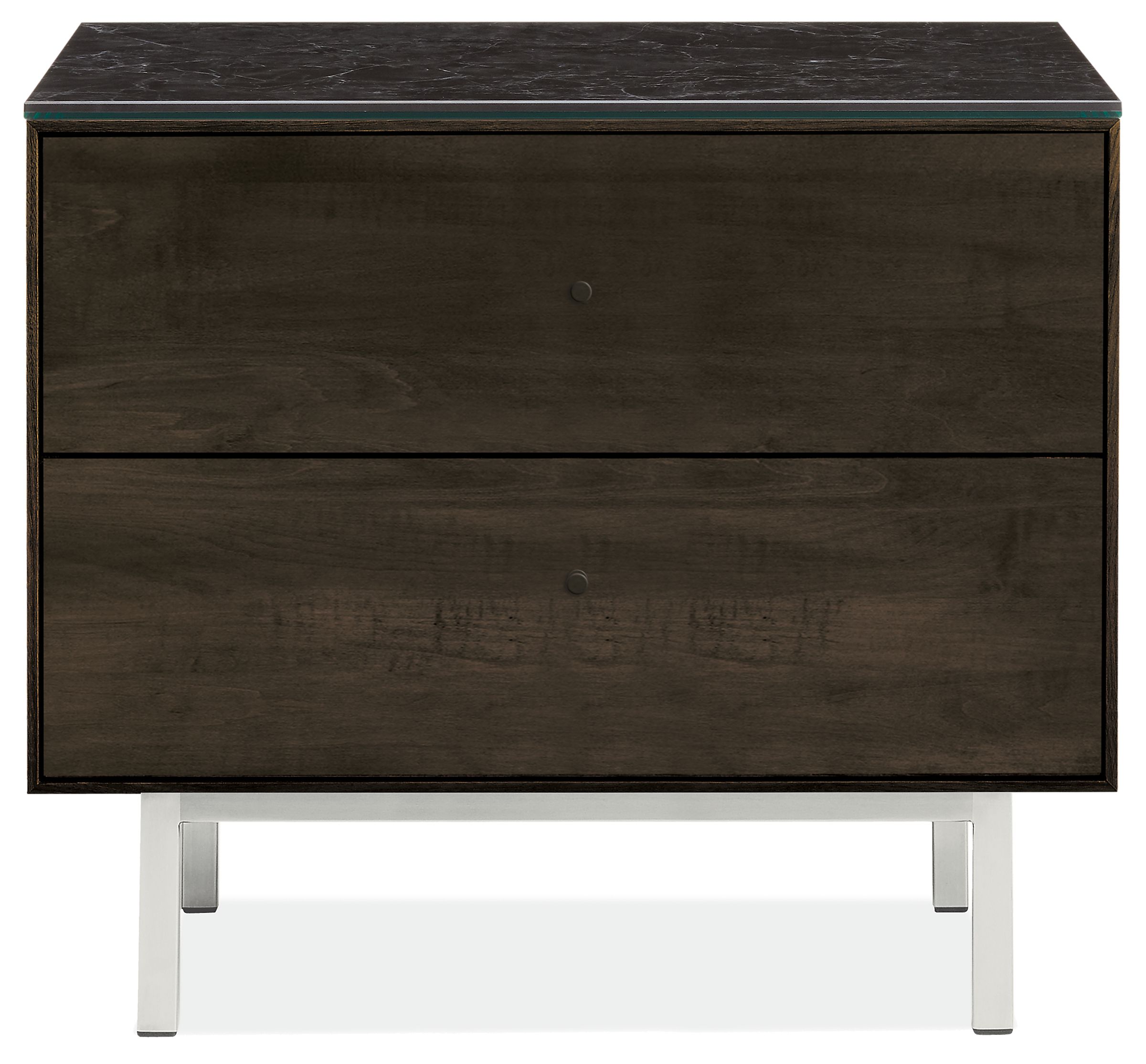 Hudson 26w 20d 22h Two-Drawer Nightstand w/Steel Base & Top