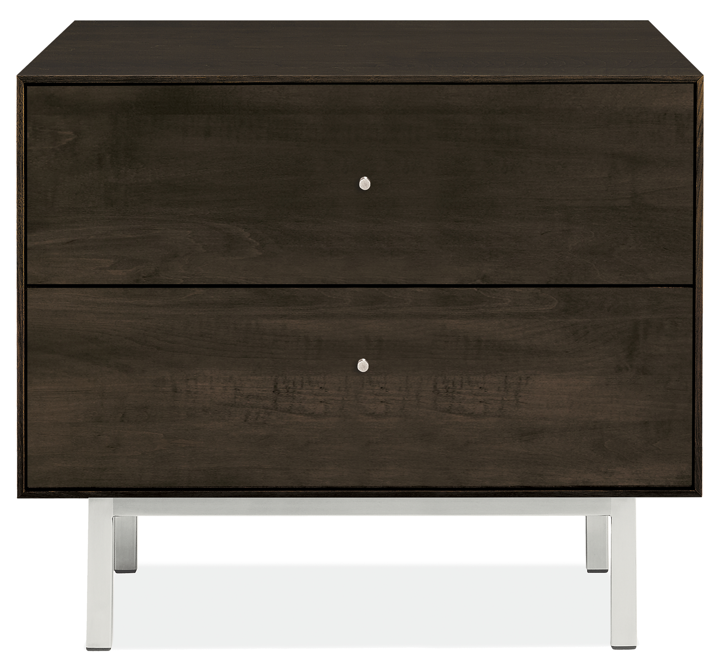 Hudson 26w 20d 22h Two-Drawer Nightstand with Steel Base