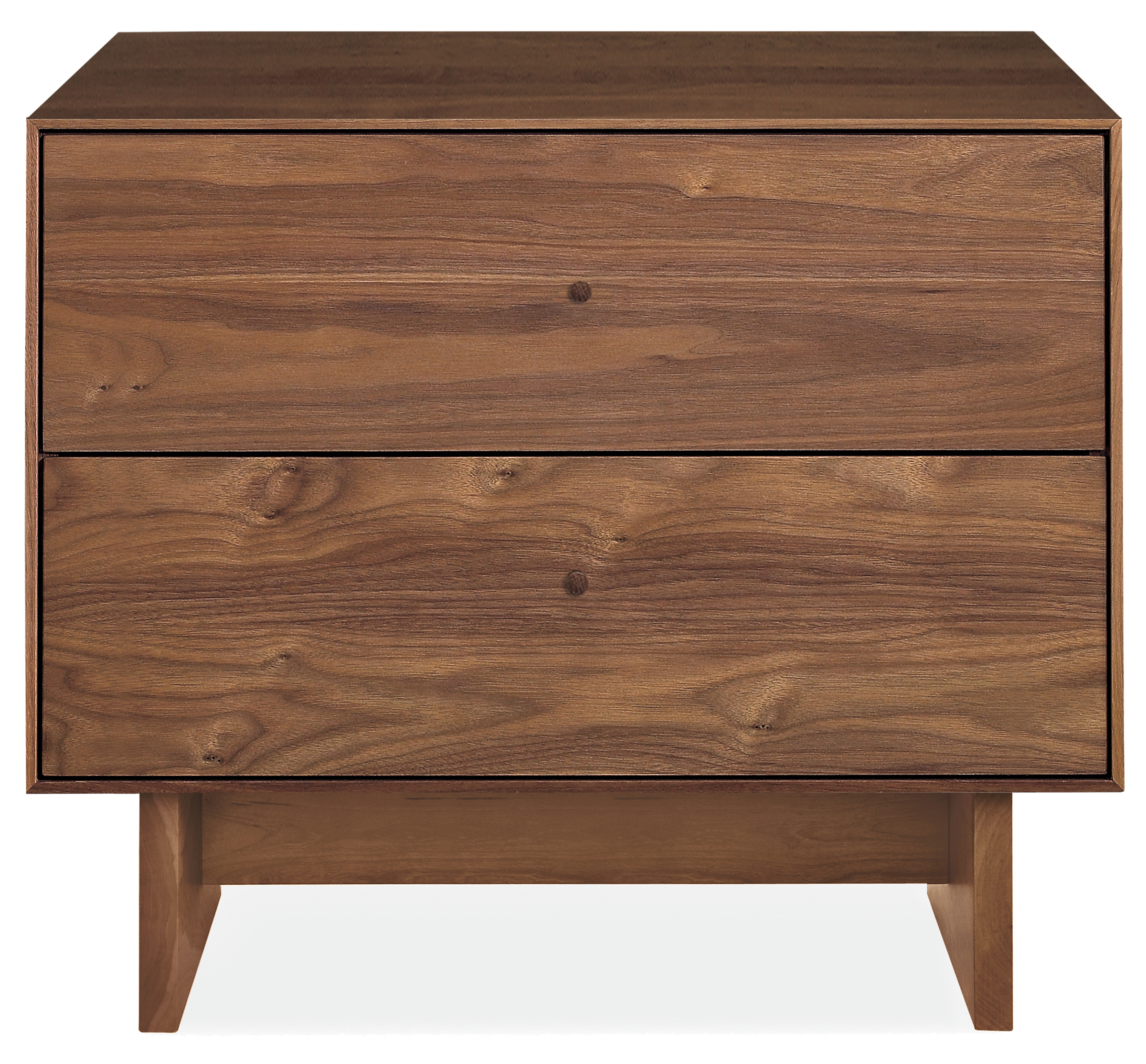 Hudson 26w 20d 22h Two-Drawer Nightstand with Wood Base