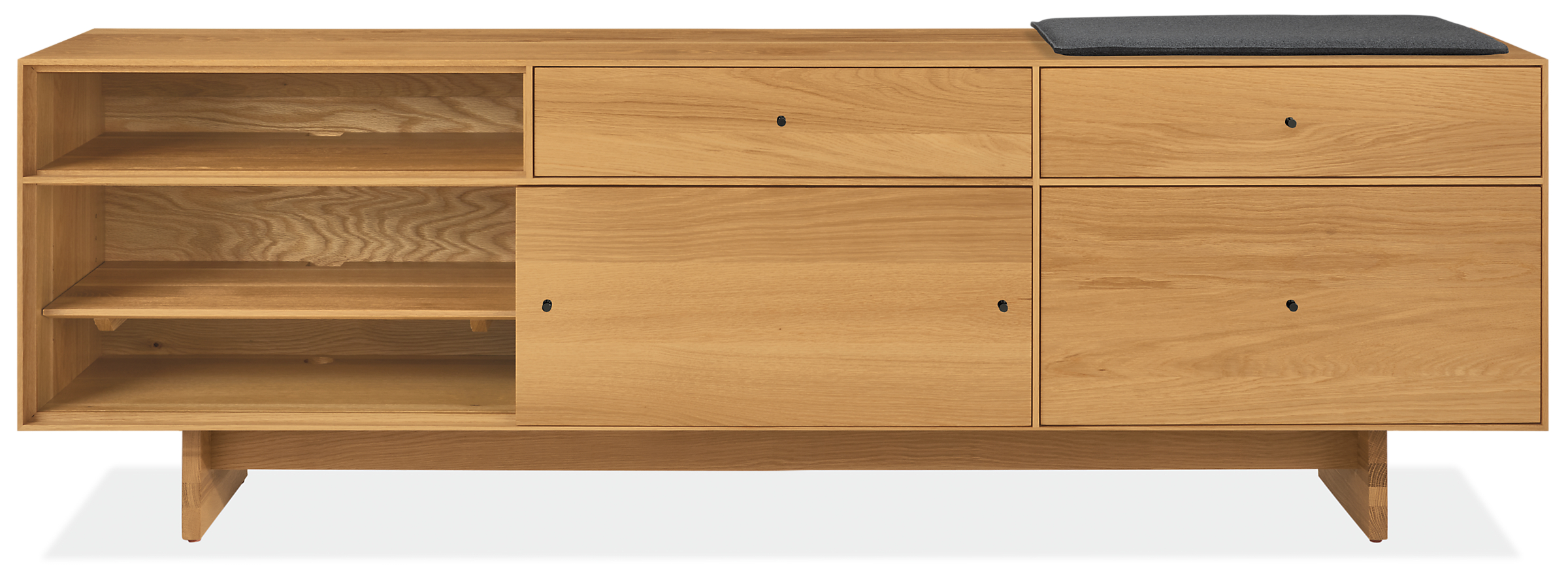 Hudson 80.25w 16.5d 24.5 Right-File Drawer Bench with Cushion and Wood Base