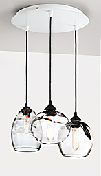 Glow Mixed  Pendants with Round Ceiling Plate - Set of Three