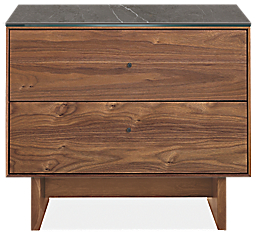 Hudson 26w 20d 22h Two-Drawer Nightstand with Wood Base & Top