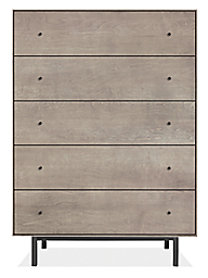 Hudson 36w 20d 51h Five-Drawer Dresser with Steel Base