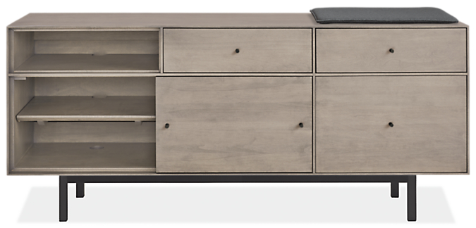 Hudson 60w 16.5d 24.5h Right-File Drawer Bench with Cushion and Steel Base