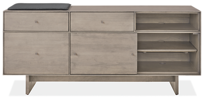 Hudson 60w 16.5d 24.5h Left-File Drawer Bench with Cushion and Wood Base