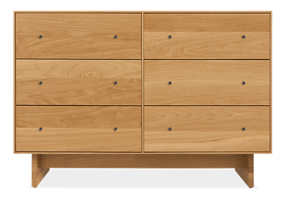 Hudson 50w 20d 34h Six-Drawer Dresser with Wood Base