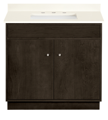 Linear 36w 21.75d 34h Bathroom Vanity with Left & Right Overhang and Wood Base