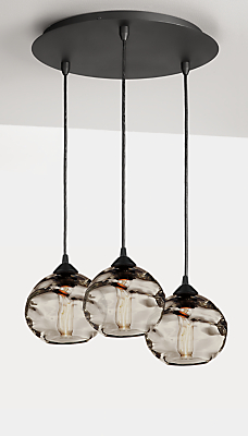 Glow Globe Pendants with Round Ceiling Plate - Set of Three