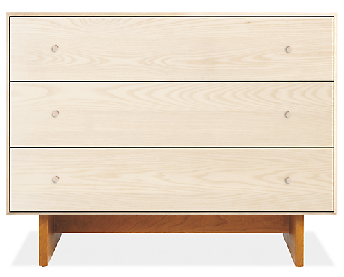 Hudson 36w 20d 28h Three-Drawer Dresser with Wood Base