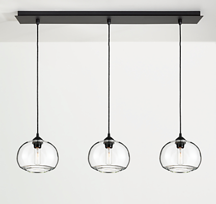 Sky Pendants with Rectangle Ceiling Plate - Set of Three
