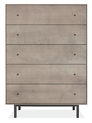 Hudson 36w 20d 51h Five-Drawer Dresser with Steel Base
