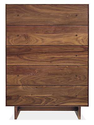 Hudson 36w 20d 51h Five-Drawer Dresser with Wood Base