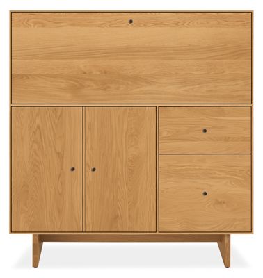 Hudson Office Armoire With Wood Base, Modern Office Armoire