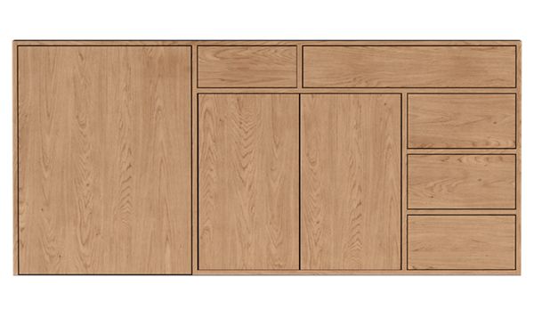 Linear Storage Cabinets with Refrigerator