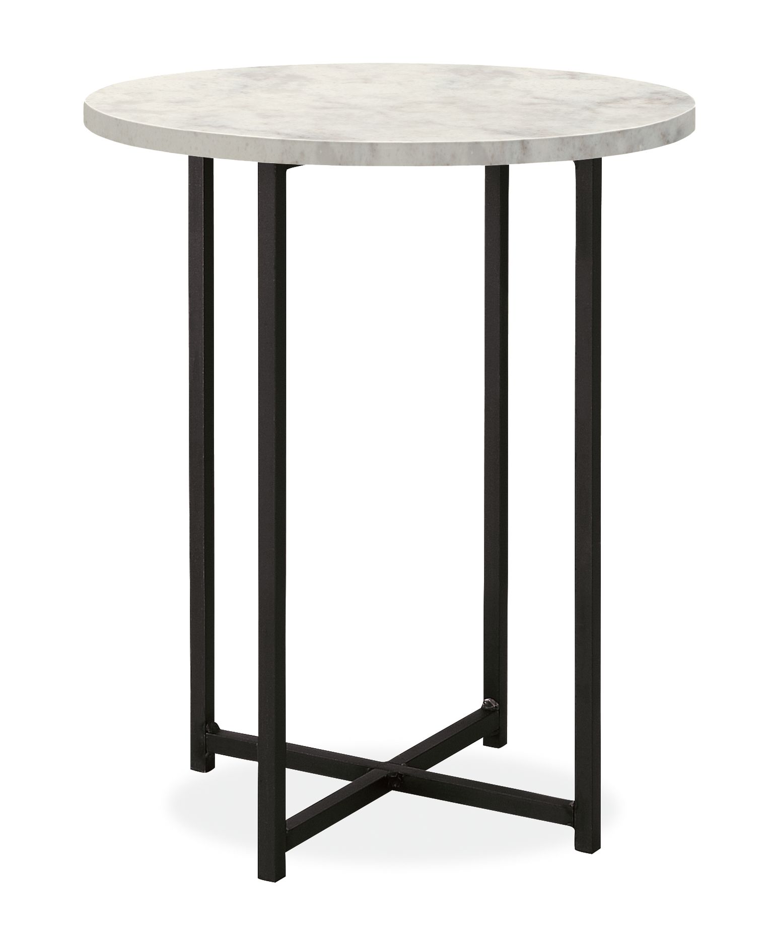 Classic End Tables In Natural Steel, White Round Side Table Black Legs Wood Top