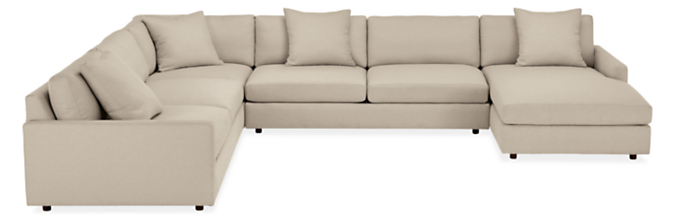 Linger Deep 155x119" Four-Piece Sectional with Right-Arm Chaise