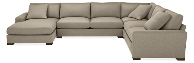 Metro Deep 159x123" Four-Piece Sectional w/L-Arm Chaise
