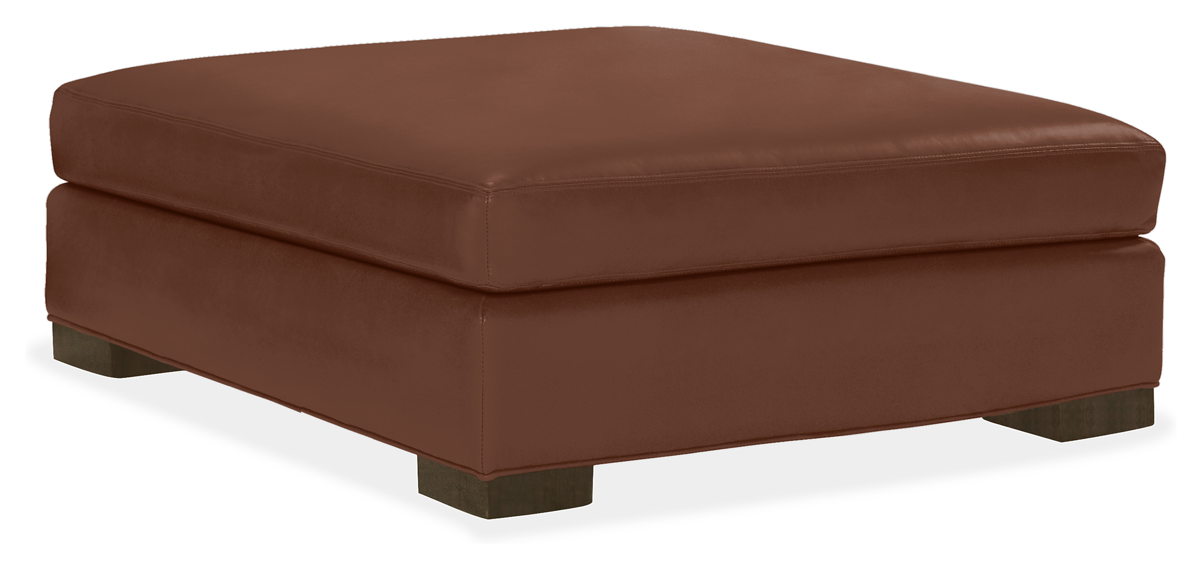 Metro Deep 43w 43d 18h Square Ottoman in Lecco Cognac Leather with Charcoal Legs