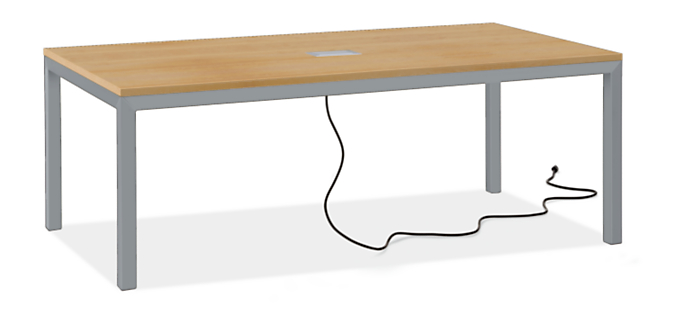 Parsons 80w 40d Table with Tabletop 3-Port Power/Charging Outlet & 2" Leg